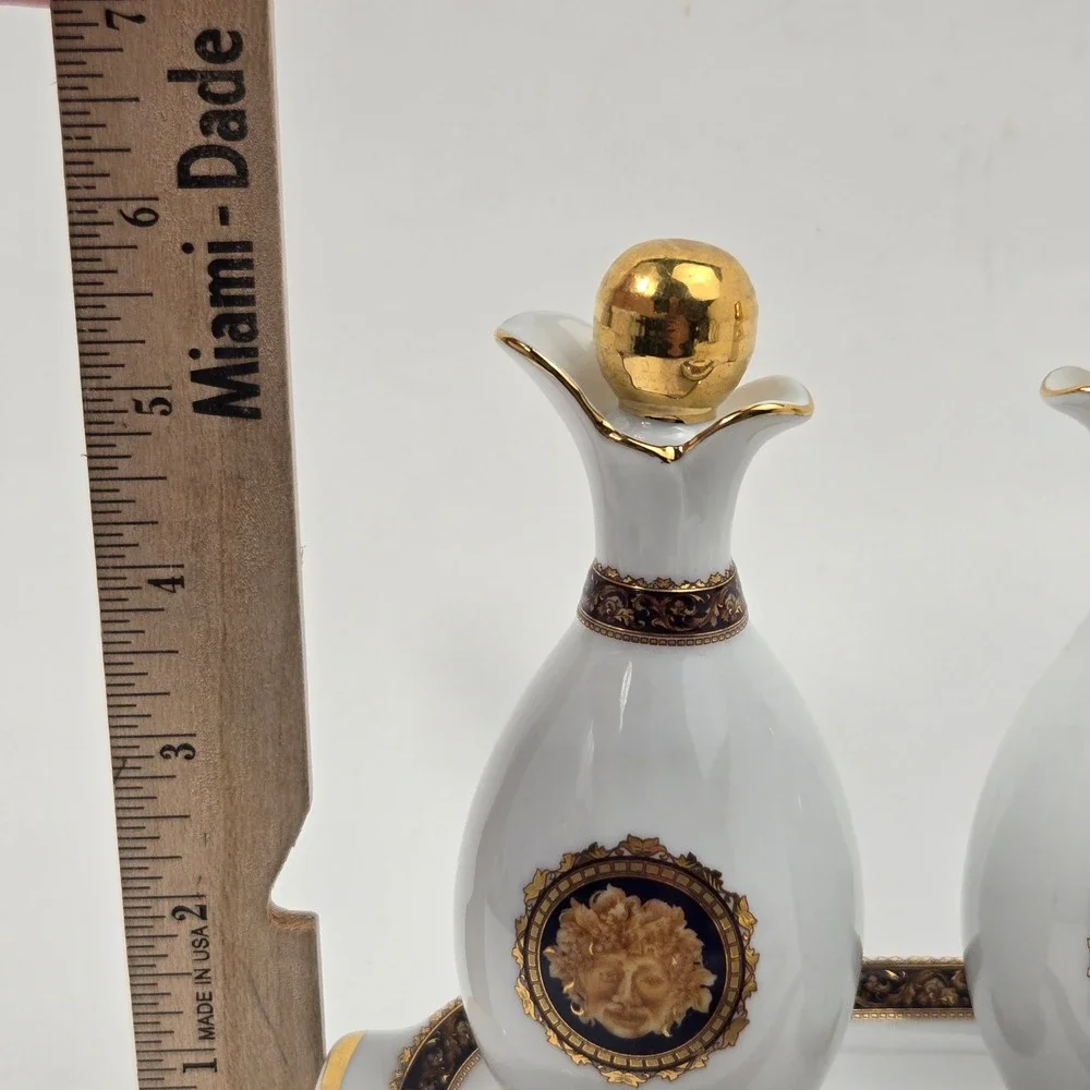 Vintage T Limoges France Bacchus Porcelain Vanity Set Tray Trinket Box